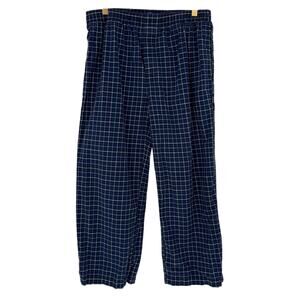 Plaid Cotton Pajama Pants Men's Navy Blue White Classic Lounge